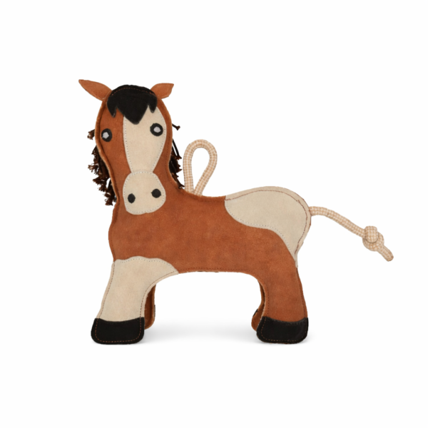 Paard paarden speeltje van stevig materiaal met touwstaart – duurzaam speelgoed voor paarden
