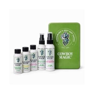 Cowboy Magic grooming travel set met shampoo, conditioner, detangler, bodyspray en greenspot remover voor paardenverzorging