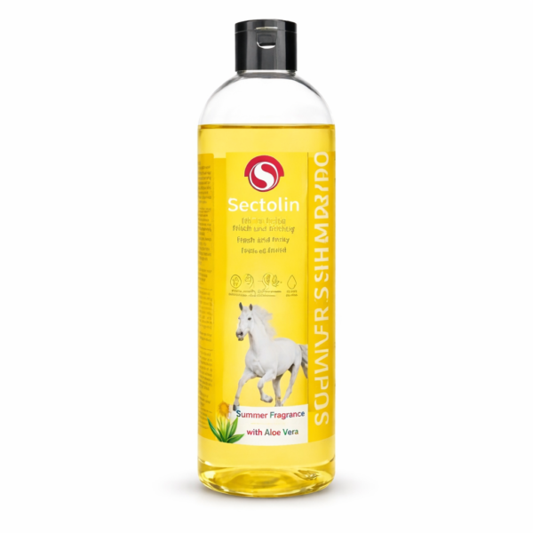 Sectolin Summer Shampoo paardenshampoo 500 ml met aloë vera voor milde reiniging en verzorging van vacht, manen en staart